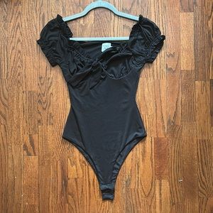 Princess Polly Black Seamless Bodysuit with Front Tie